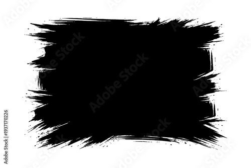 black brush stroke frame isolated on white background graphic design element