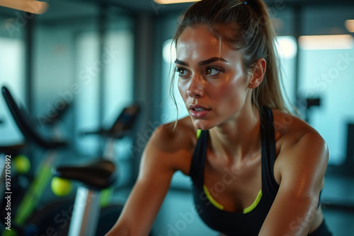 Wallpaper Mural Determined Athletic Woman Posing in Modern Gym During Fitness Workout Torontodigital.ca