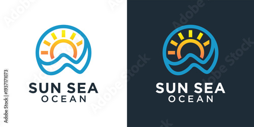 Sun Sea Ocean Logo Design Minimalist and Modern Branding.