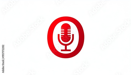 A red microphone icon centered in a red circle, set on a white background