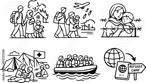 Refugee crisis displacement migration humanitarian aid
