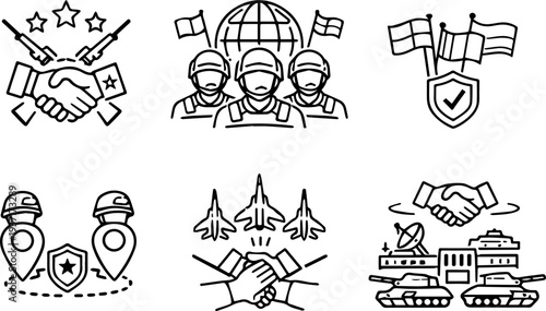 Military alliance cooperation defense partnership icons
