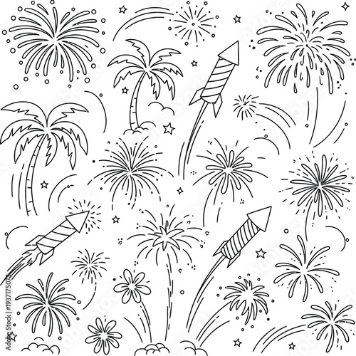 April fools day fireworks silhouette celebration