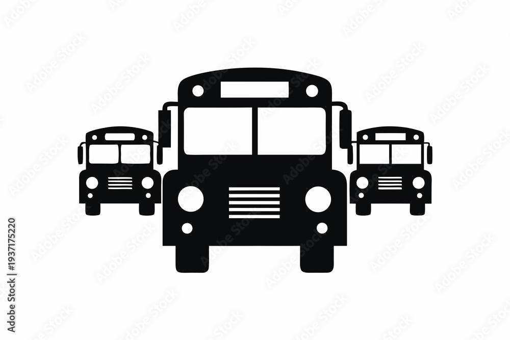 Fototapeta premium School Bus Transport Icon Set Vector