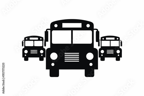 School Bus Transport Icon Set Vector
