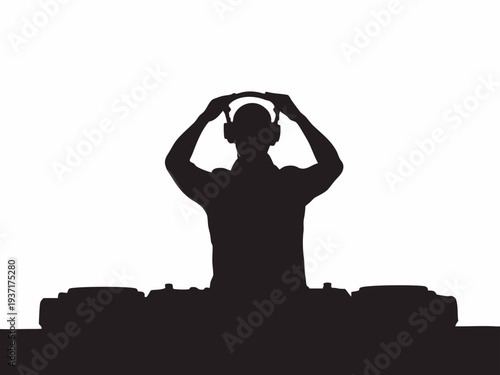 DJ Playing Music Silhouette Illustration