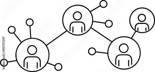 Simple Line Art Icon Representing A Network Of Connected People connection symbol