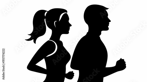 Man and Woman Face to Face Conversation Silhouette Vector