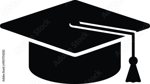 Vector graduation cap icon, black
