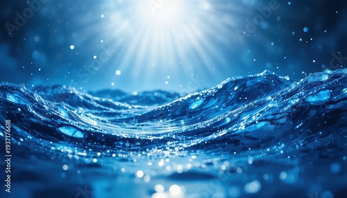 Dynamic Ocean Waves Shimmering under Radiant Light Creating a Serene Coastal Atmosphere