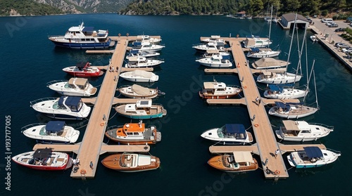 High-Angle Aerial View of a Mediterranean Coastal Harbor