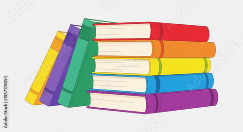 Stack of Colorful Books with Varied Covers and Pages.