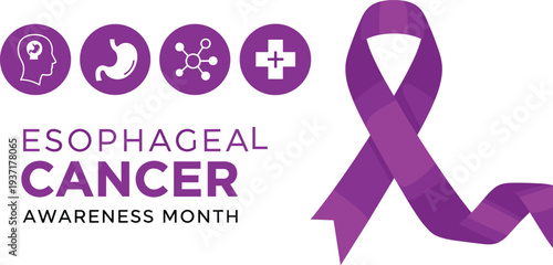 Esophageal Cancer Awareness Month Purple Ribbon Stomach Icons health