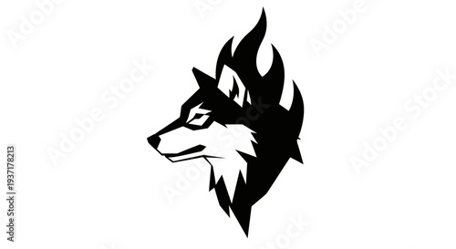 Fiery Wolf Head Silhouette Vector Art