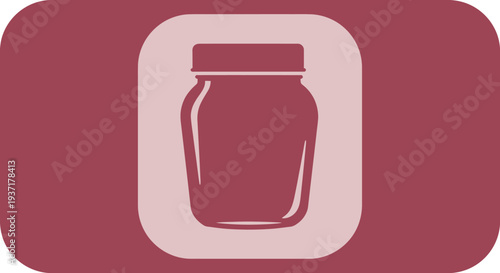 Glass Jar Icon Silhouette with Lid - Simple Vector Illustration