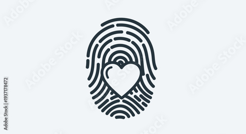 Heart Fingerprint Icon: Love Identity, Personal Connection, Unique Relationship Symbol