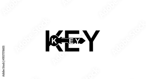 Key Word Concept - Black Key Graphic Integrated into the Word KEY