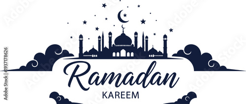 Ramadan Kareem Islamic Mosque and Crescent Moon Silhouette Graphic muslim religion