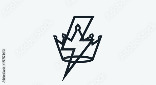 Lightning Bolt Crown Icon, King Symbol, Electric Energy Power Concept