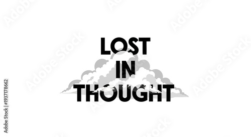 Lost in Thought Typography Cloud Graphic