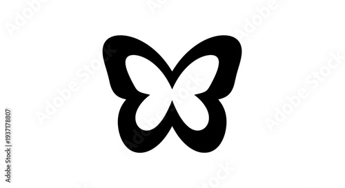 Minimalist Black Butterfly Silhouette on White Background