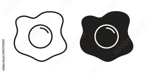 Egg fried icon with editable stroke and solid design vectors