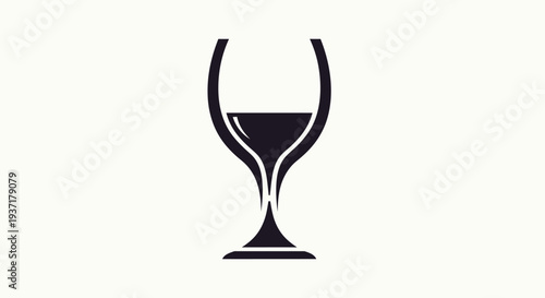 Minimalist Wine Glass Icon with Dark Red Wine