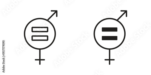 Equality icon with editable stroke and solid design vectors