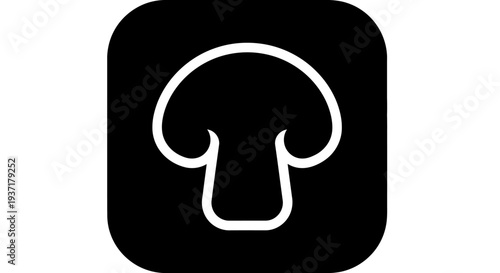 Mushroom Icon, Simple Outline, Black Background, Food Symbol