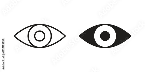 Eye icon with editable stroke and solid design vectors