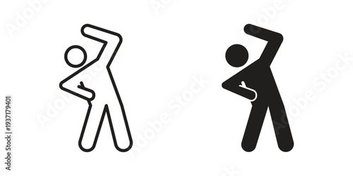Fitness exercise icon with editable stroke and solid design vectors