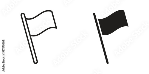 Flag icon with editable stroke and solid design vectors