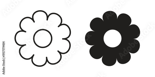 Flower icon with editable stroke and solid design vectors