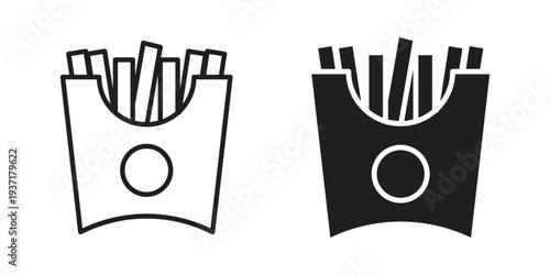 French-fries icon with editable stroke and solid design vectors