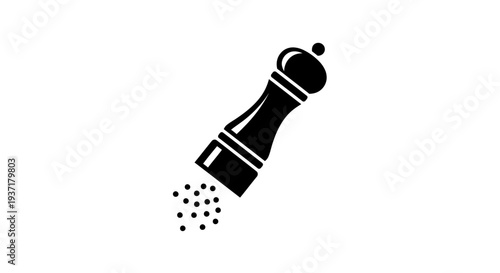 Black pepper mill with peppercorns.