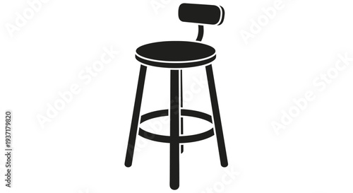 Modern black bar stool with backrest.