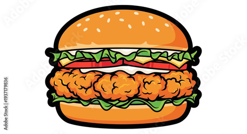 Delicious Chicken Burger With Lettuce.