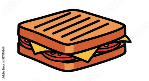 Grilled cheese sandwich with ham.