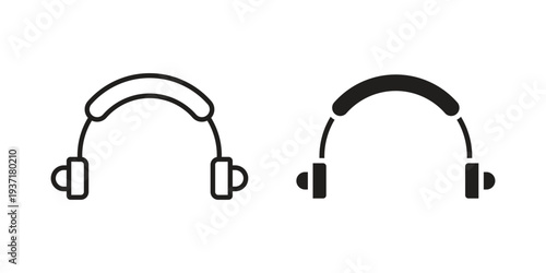 Headset icon with editable stroke and solid design vectors