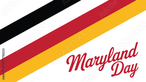maryland day celebration banner with maryland flag color stripes and elegant typography, patriotic american state holiday background design