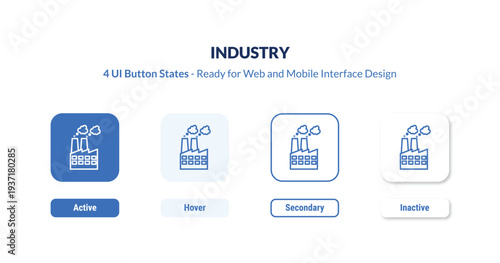 industry 4-state UI button. Outline icon kit from desert collection. Thin linear industry, car, business editable vector. Minimal industry sign for web and mobile interface