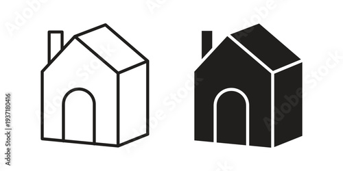 House icon with editable stroke and solid design vectors