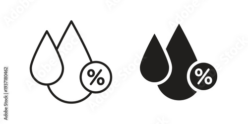 Humidity icon with editable stroke and solid design vectors