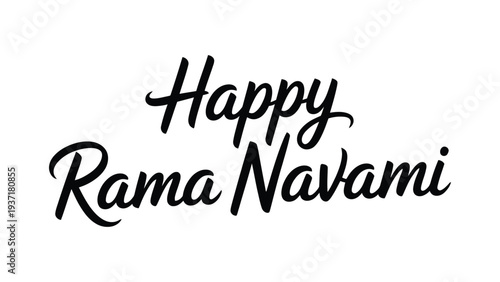 happy rama navami handwritten typography greeting design celebrating hindu festival of lord rama birth, elegant minimal religious text banner