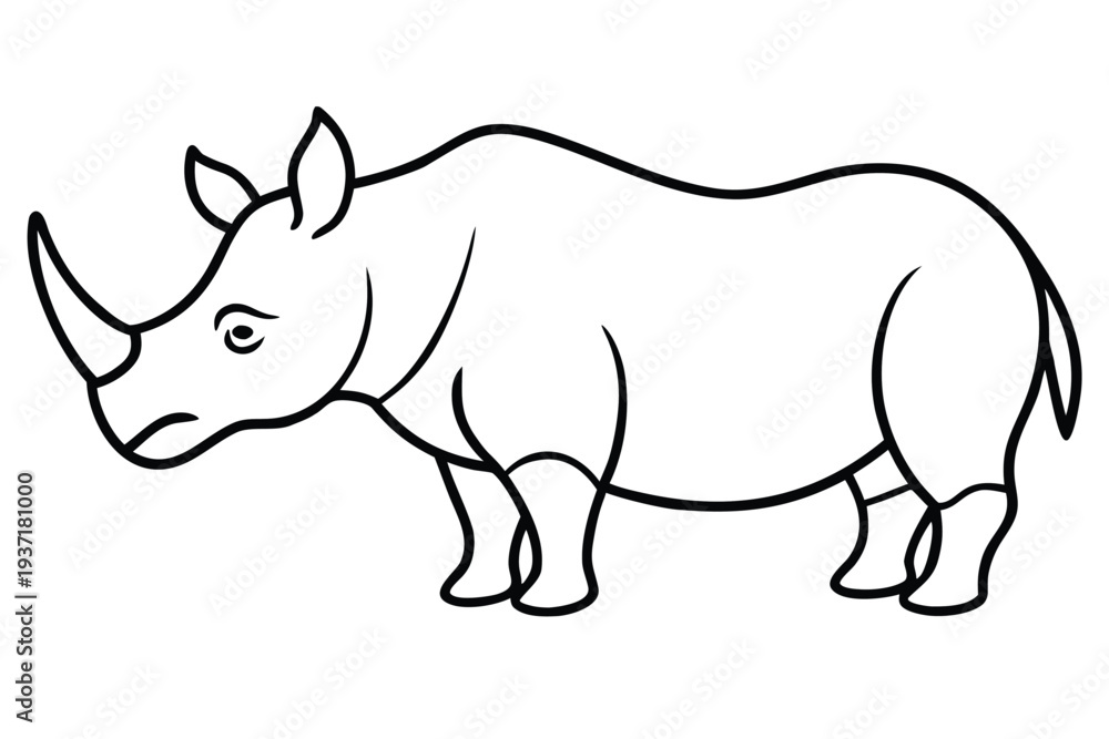 Obraz premium Rhino, Outline Drawing