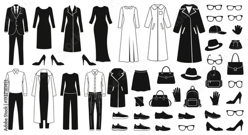 Collection of Fashionable Clothing and Accessories for Men and Women.