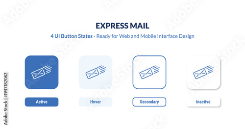 express mail 4-state UI button. Outline icon kit from delivery and logistic collection. Thin linear express mail, mail, express editable vector. Minimal express mail sign for web and mobile interface