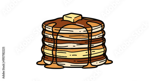 Stack of Delicious Pancakes with Melting Butter and Dripping Syrup a Classic Breakfast Food Item