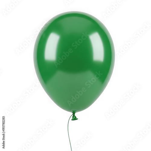 A green balloon floating in the air with a string isolated on transparent , PNG