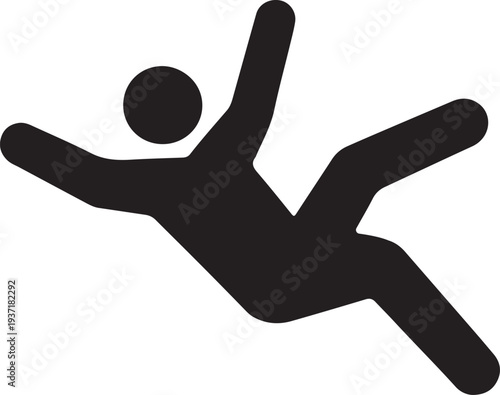Man Falling Down Silhouette Icon Slip and Fall Accident Losing Balance and Gravity Vector Illustration